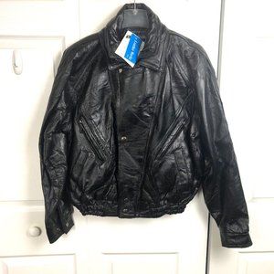 Leather Works U.S.A Made Vintage Black Genuine Patchwork Jacket Coat Mens Size S